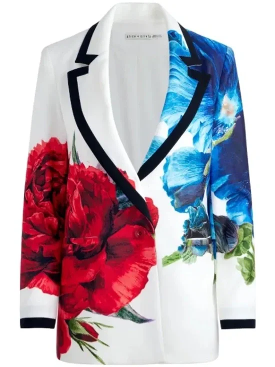 Alice + Olivia DENNY LE PARISIEN NOTCH COLLAR BOYFRIEND BLAZER, Size 8 - Picture 1 of 11